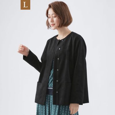＜TRANSWORK L (Women/大きいサイズ)＞【Ｌ】【ウォッシャブル】ストレッチスウェードノーカラージャケット（Ｕ３Ｅ０６２１２＿＿）