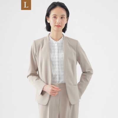 TRANSWORK L (Women/大きいサイズ)/トランスワークＬ 【L】【美シリーズ】【ウォッシャブル】【セットアップ対応】トリアセトリコノーカラージャケット(U3E06501__)
