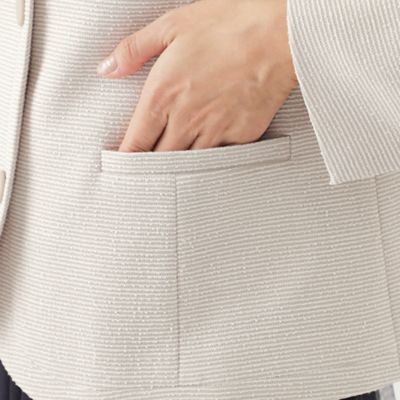 【Ｌ】【美シリーズ】【ウォッシャブル】【セットアップ対応】ラメツイーディージャージノーカラージャケット（Ｕ３Ｅ０８４３１＿＿）