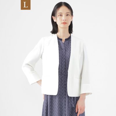 TRANSWORK L (Women/大きいサイズ)/トランスワークＬ 【Ｌ】【美シリーズ】【ＵＶ対策】【着用しわ軽減】【ウォッシャブル】エアリーコードレーンノーカラージャケット（Ｕ３Ｅ０８５５０＿＿）