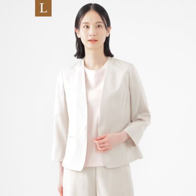 【Ｌ】【美シリーズ】【ＵＶ対策】【着用しわ軽減】【ウォッシャブル】エアリーコードレーンノーカラージャケット（Ｕ３Ｅ０８５５０＿＿）