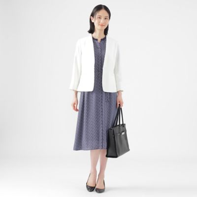 【Ｌ】【美シリーズ】【ＵＶ対策】【着用しわ軽減】【ウォッシャブル】エアリーコードレーンノーカラージャケット（Ｕ３Ｅ０８５５０＿＿）
