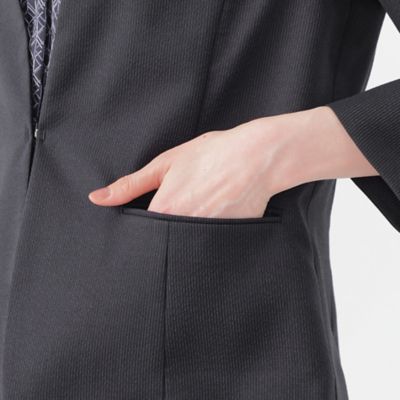 【Ｌ】【美シリーズ】【ＵＶ対策】【着用しわ軽減】【ウォッシャブル】エアリーコードレーンノーカラージャケット（Ｕ３Ｅ０８５５０＿＿）