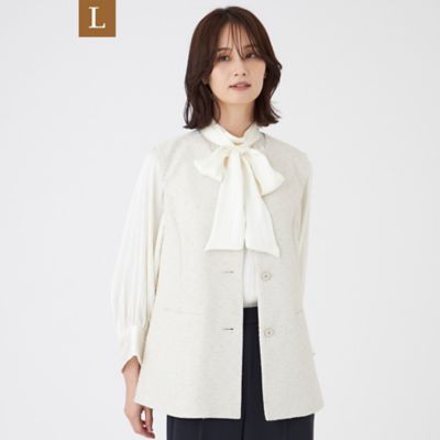 ＜TRANSWORK L (Women/大きいサイズ)＞【Ｌ】【ウォッシャブル】ペーパーヤーンファンシージレ（Ｕ３Ｅ１３６４０＿＿）