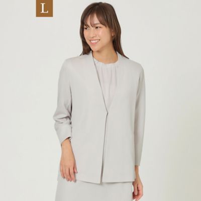 ＜TRANSWORK L (Women/大きいサイズ)＞【Ｌ】【セットアップ対応】【ウォッシャブル】トリアセ梨地ジャージカーディガンジャケット（Ｕ３Ｅ３５１７０＿＿）