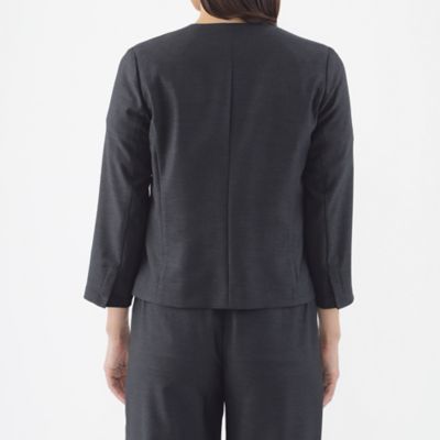【Ｌ】【美シリーズ】【セットアップ対応】【ウォッシャブル】リネンライクブッチャーノーカラージャケット（Ｕ３Ｅ４６３４２＿＿）