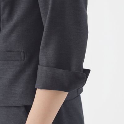 【Ｌ】【美シリーズ】【セットアップ対応】【ウォッシャブル】リネンライクブッチャーノーカラージャケット（Ｕ３Ｅ４６３４２＿＿）