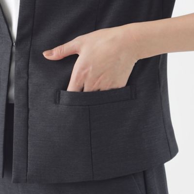 【Ｌ】【美シリーズ】【セットアップ対応】【ウォッシャブル】リネンライクブッチャーノーカラージャケット（Ｕ３Ｅ４６３４２＿＿）