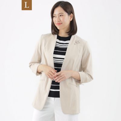 【Ｌ】【美シリーズ】【接触冷感】【ＵＶ対策】【ウォッシャブル】ストレッチＶジャケット（Ｕ３Ｅ４８３４３＿＿）