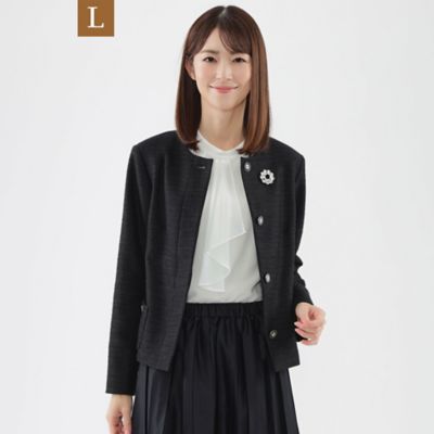 TRANSWORK L (Women/大きいサイズ)/トランスワークＬ 【Ｌ】【美シリーズ】【ウォッシャブル】ライトツィードノーカラージャケット（Ｕ３Ｅ６１２９７＿＿）