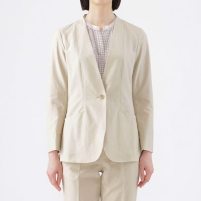 【Ｌ】【美シリーズ】【弱はっ水】【防しわ】【接触冷感】【ウォッシャブル】クールドッツノーカラージャケット（Ｕ３Ｅ６４３７０＿＿）