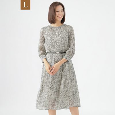 TRANSWORK L (Women/大きいサイズ)/トランスワークＬ 【Ｌ】【ウォッシャブル】リーフジャカードプリントワンピース（Ｕ３Ｊ０１４０１＿＿）