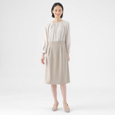 【Ｌ】【美シリーズ】【ウォッシャブル】【セットアップ対応】トリアセトリココンビワンピース（Ｕ３Ｊ０１５０１＿＿）
