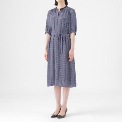 【Ｌ】【ＵＶ対策】【ウォッシャブル】ラインキューブプリントシャツワンピース（Ｕ３Ｊ０５５５１＿＿）