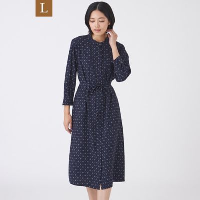 L】【ウォッシャブル】ジオメトリックプリントワンピース