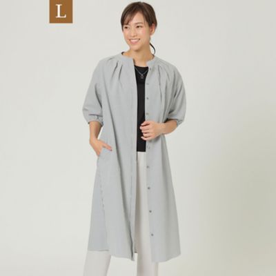 ＜TRANSWORK L (Women/大きいサイズ)＞【Ｌ】【吸水速乾】【防しわ性】【ウォッシャブル】コードレーンストライプワンピース（Ｕ３Ｊ３５１７２＿＿）