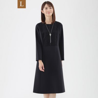 【Ｌ】【ウォッシャブル】ダブルクロスレースコンビワンピース（Ｕ３Ｊ６１２９４＿＿）