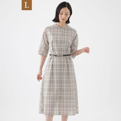 TRANSWORK L (Women/大きいサイズ)/トランスワークＬ 【Ｌ】【ウォッシャブル】シアーチェックワンピース（Ｕ３Ｊ８３３８１＿＿）