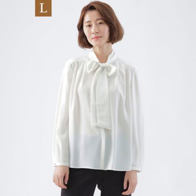 ＜TRANSWORK L (Women/大きいサイズ)＞【Ｌ】【ウォッシャブル】ソフトストレッチジョーゼットブラウス（Ｕ３Ｍ０３２１８＿＿）