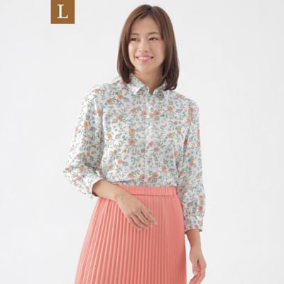 TRANSWORK L (Women/大きいサイズ)/トランスワークＬ 【L】【ウォッシャブル】ラインフラワープリントブラウス(U3M04516__)