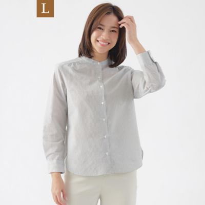 TRANSWORK L (Women/大きいサイズ)/トランスワークＬ 【Ｌ】【ウォッシャブル】エアリーコットンストライプシャツブラウス（Ｕ３Ｍ０５５１９＿＿）