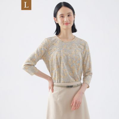 ブラウス シャツ 「吸水速乾」「接触冷感」「UV対策」「ウォッシャブル」カモフラワーエアファインカットソー レディース green label relaxing ブラウス シャツ エアリー シアー