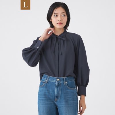 【送料無料】TRANSWORK L (Women/大きいサイズ)/トランスワークL【ウォッシャブル/吸水速乾/防シワ】ギンガムサッカーブラウス(U3M07611__) アオ28L トップス【三越伊勢丹/公式】