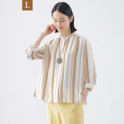 TRANSWORK L (Women/大きいサイズ)/トランスワークＬ 【Ｌ】【ウォッシャブル】マルチストライププリントシャツブラウス（Ｕ３Ｍ０９５３１＿＿）