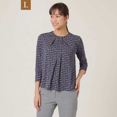 【Ｌ】【ウォッシャブル】【ＵＶ対策】【吸水速乾】【接触冷感】ブロックチェーンプリントエアファインブラウス（Ｕ３Ｍ１０１３１＿＿）