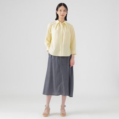 【Ｌ】【接触冷感】【ＵＶ対策】【ウォッシャブル】ファンクションタイプライターストライプシャツブラウス（Ｕ３Ｍ１１５４６＿＿）