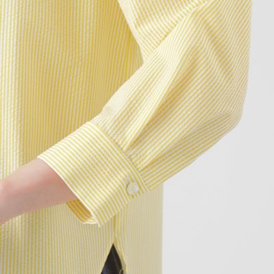 【Ｌ】【接触冷感】【ＵＶ対策】【ウォッシャブル】ファンクションタイプライターストライプシャツブラウス（Ｕ３Ｍ１１５４６＿＿）