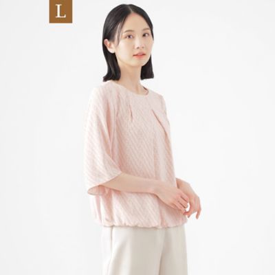 【Ｌ】【ウォッシャブル】ラインキューブプリントコンビブラウス（Ｕ３Ｍ１２５５１＿＿）