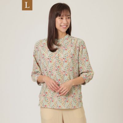 ＜TRANSWORK L (Women/大きいサイズ)＞【Ｌ】【セットアップ対応】【ウォッシャブル】フラワーシャワープリントブラウス（Ｕ３Ｍ１４１３７＿＿）