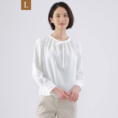 ＜TRANSWORK L (Women/大きいサイズ)＞【Ｌ】【ウォッシャブル】【ＵＶ対策】【吸水速乾】バックサテンストレッチブラウス（Ｕ３Ｍ１６３０９＿＿）