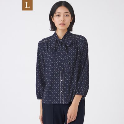 シオンプリントのくしゅくしゅブラウス(インディゴ) シオンプリントのくしゅくしゅブラウス(インディゴ)