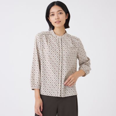 シオンプリントのくしゅくしゅブラウス(インディゴ) シオンプリントのくしゅくしゅブラウス(インディゴ)