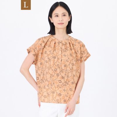 TRANSWORK L (Women/大きいサイズ)/トランスワークＬ 【Ｌ】【ウォッシャブル】ミジンサッカー　マリンプリントプルオーバーブラウス（Ｕ３Ｍ２１５７１＿＿）