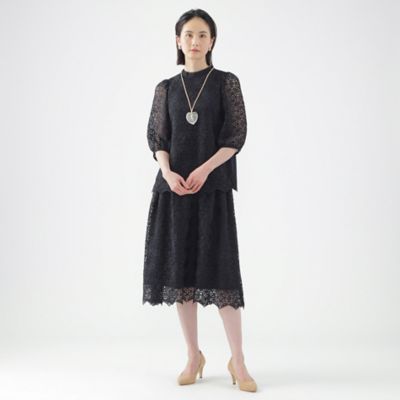 【Ｌ】【ウォッシャブル】【セットアップ対応】クロッシェレースカットソーコンビプルオーバーブラウス（Ｕ３Ｍ３９３３８＿＿）