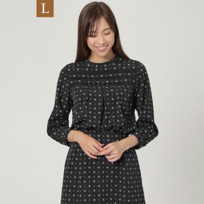 ＜TRANSWORK L (Women/大きいサイズ)＞【Ｌ】【ウォッシャブル】アンティーク小紋プリントプルオーバーブラウス（Ｕ３Ｍ４２１８１＿＿）