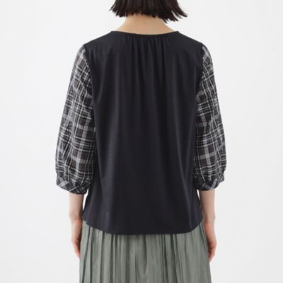 【Ｌ】【ウォッシャブル】シアーチェックコンビブラウス（Ｕ３Ｍ８１３８１＿＿）
