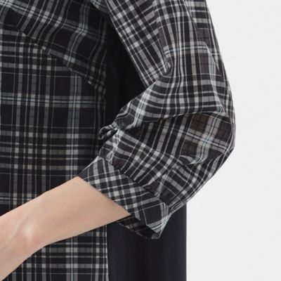【Ｌ】【ウォッシャブル】シアーチェックコンビブラウス（Ｕ３Ｍ８１３８１＿＿）