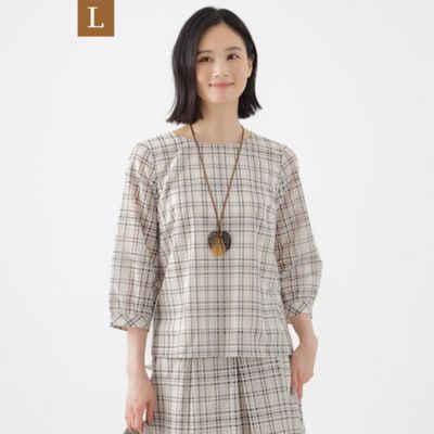 TRANSWORK L (Women/大きいサイズ)/トランスワークＬ 【Ｌ】【ウォッシャブル】シアーチェックコンビブラウス（Ｕ３Ｍ８１３８１＿＿）