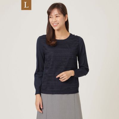 【Ｌ】【ウォッシャブル】エンブロイダリーボーダーコンビニット（Ｕ３Ｎ０３１１２＿＿）