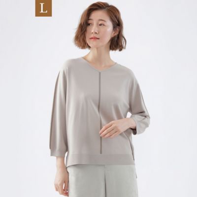 ＜TRANSWORK L (Women/大きいサイズ)＞【Ｌ】【ウォッシャブル】【セットアップ対応】コンフォートストレッチプルオーバーニット（Ｕ３Ｎ０３２０８＿＿）