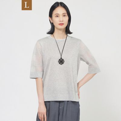 ＜TRANSWORK L (Women/大きいサイズ)＞【Ｌ】【ウォッシャブル】ルレックスシアークルーネックニット（Ｕ３Ｎ１３５５２＿＿）