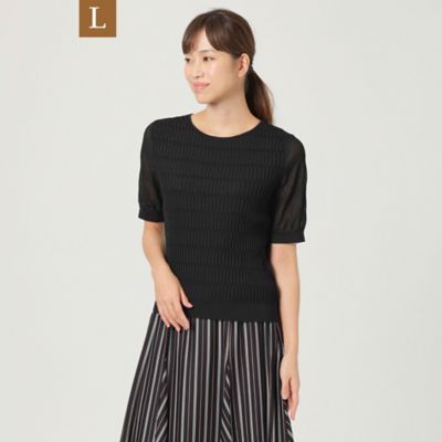 【Ｌ】【ウォッシャブル】リブコンビネーションプルオーバーニット（Ｕ３Ｎ１６１４４＿＿）