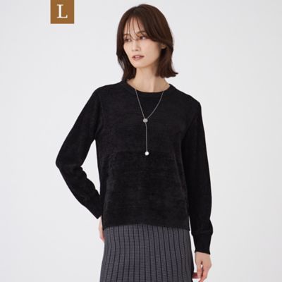 ＜TRANSWORK L (Women/大きいサイズ)＞【Ｌ】【ウォッシャブル】モールヤーン×ＴＥＸＢＲＩＤプルオーバー（Ｕ３Ｎ１７６５５＿＿）