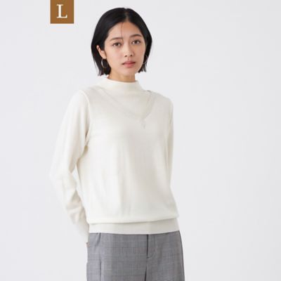 ＜TRANSWORK L (Women/大きいサイズ)＞【Ｌ】【ウォッシャブル】エクストラファインウールプルオーバー（Ｕ３Ｎ１９６５７＿＿）