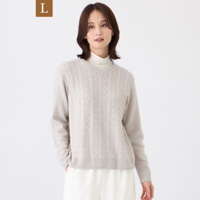 ＜TRANSWORK L (Women/大きいサイズ)＞【Ｌ】【ウォッシャブル】ケーブルニットプルオーバー（Ｕ３Ｎ２３６６４＿＿）