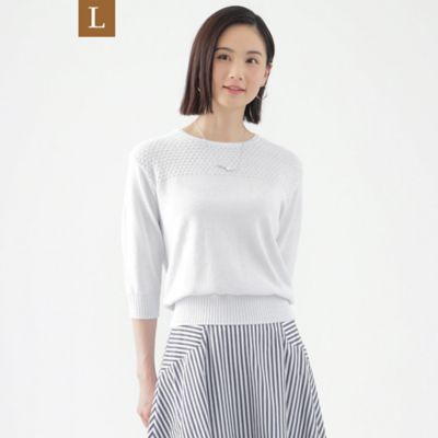 TRANSWORK L (Women/大きいサイズ)/トランスワークＬ 【L】【ウォッシャブル】ルレックスコットンメッシュプルオーバーニット(U3N36339__)